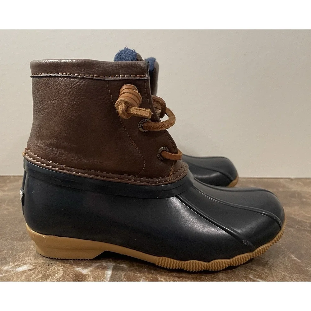 Sperry Toddler Top Sider Saltwater Blue Brown Leather‎ Waterproof Duck Boots 10M